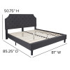 Brighton King Size Tufted Upholstered Platform Bed in Dark Gray Fabric