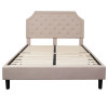 Brighton Queen Size Tufted Upholstered Platform Bed in Beige Fabric