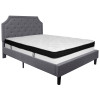 Brighton Queen Size Tufted Upholstered Platform Bed in Light Gray Fabric with Memory Foam Mattress