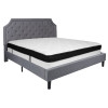 Brighton King Size Tufted Upholstered Platform Bed in Light Gray Fabric with Memory Foam Mattress