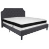 Brighton King Size Tufted Upholstered Platform Bed in Dark Gray Fabric with Memory Foam Mattress