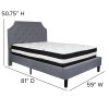 Brighton Full Size Tufted Upholstered Platform Bed in Light Gray Fabric with Pocket Spring Mattress