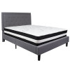Roxbury Queen Size Tufted Upholstered Platform Bed in Light Gray Fabric with Pocket Spring Mattress