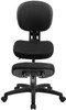 Mobile Ergonomic Kneeling Posture Task Office Chair with Back in Black Fabric