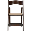 TYCOON Series Fruitwood Wood Folding Chair with Vinyl Padded Seat