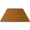 29.5''W x 57.25''L Trapezoid Oak Thermal Laminate Activity Table - Standard Height Adjustable Legs