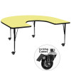 Mobile 60''W x 66''L Horseshoe Yellow Thermal Laminate Activity Table - Height Adjustable Short Legs
