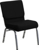 TYCOON Series 21''W Stacking Church Chair in Black Fabric - Silver Vein Frame