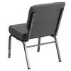 TYCOON Series 21''W Stacking Church Chair in Gray Fabric - Silver Vein Frame