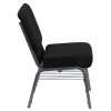 TYCOON Series 21''W Church Chair in Black Fabric with Book Rack - Silver Vein Frame