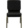 TYCOON Series 18.5''W Stacking Church Chair in Black Dot Patterned Fabric - Gold Vein Frame