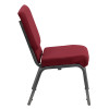 TYCOON Series 18.5''W Stacking Church Chair in Burgundy Fabric - Silver Vein Frame