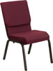 TYCOON Series 18.5''W Stacking Church Chair in Burgundy Patterned Fabric - Gold Vein Frame