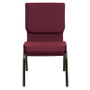TYCOON Series 18.5''W Stacking Church Chair in Burgundy Patterned Fabric - Gold Vein Frame