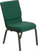 TYCOON Series 18.5''W Stacking Church Chair in Green Patterned Fabric - Gold Vein Frame
