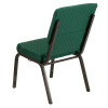 TYCOON Series 18.5''W Stacking Church Chair in Green Patterned Fabric - Gold Vein Frame