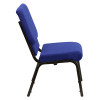 TYCOON Series 18.5''W Stacking Church Chair in Navy Blue Fabric - Gold Vein Frame