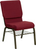 TYCOON Series 18.5''W Church Chair in Burgundy Fabric with Book Rack - Gold Vein Frame