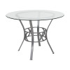 Carlisle 42'' Round Glass Dining Table with Silver Metal Frame