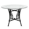 Princeton 42'' Round Glass Dining Table with Black Metal Frame