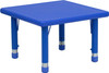 24'' Square Blue Plastic Height Adjustable Activity Table