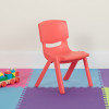 Red Plastic Stackable School Chair with 10.5'' Seat Height