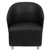 Black Leather Curved Barrel Back Lounge Chair