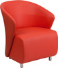 Red Leather Curved Barrel Back Lounge Chair
