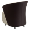 Dark Brown Leather Curved Barrel Back Lounge Chair with Beige Detailing