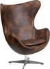 Bomber Jacket Leather Egg Chair with Tilt-Lock Mechanism