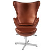 Copper Leather Egg Chair with Tilt-Lock Mechanism and Ottoman