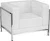 TYCOON Imagination Series Contemporary Melrose White Leather Chair with Encasing Frame