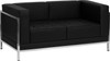 TYCOON Imagination Series Contemporary Black Leather Loveseat with Encasing Frame