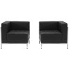 TYCOON Imagination Series Black Leather 2 Piece Corner Chair Set