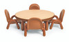 BaseLine® Toddler 36" Dia Round Table & Chair Set - Natural Wood