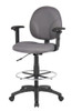 Boss Gray Fabric Drafting Stools W/Adj Arms & Footring