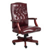 Boss Classic Executive Oxblood Vinyl Chair With Mahogany Finish Frame