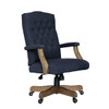 BOSS Executive Navy Commercial Grade Linen Chair With Driftwood Finish Frame