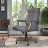 BOSS Executive Slate Grey Commercial Grade Linen Chair With Driftwood Finish Frame