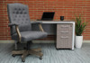 BOSS Executive Slate Grey Commercial Grade Linen Chair With Driftwood Finish Frame