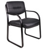 Boss Leather Sled Base Side Chair W/ Arms