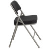 2 Pk. TYCOON Series Premium Curved Triple Braced & Double Hinged Black Pin-Dot Fabric Metal Folding Chair