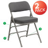 2 Pk. TYCOON Series Premium Curved Triple Braced & Double Hinged Gray Fabric Metal Folding Chair