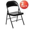 2 Pk. TYCOON Series Double Braced Black Metal Folding Chair