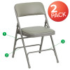 2 Pk. TYCOON Series Curved Triple Braced & Double Hinged Gray Vinyl Metal Folding Chair