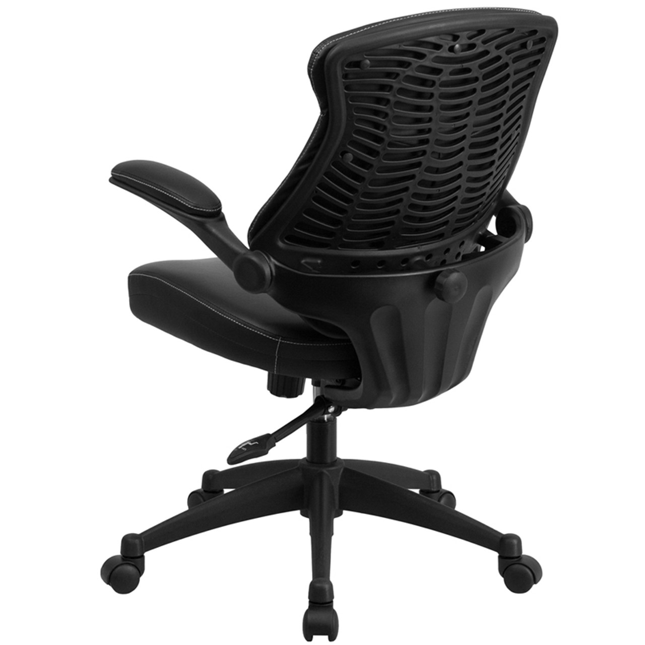 Mid-Back Black Leather Executive Swivel Ergonomic Office Chair