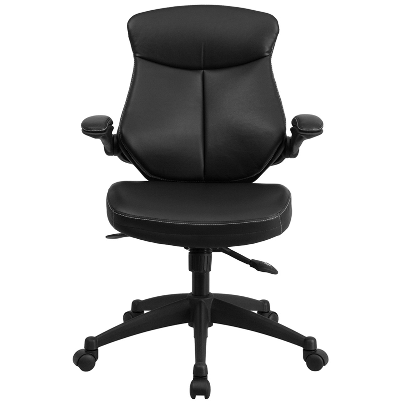 Mid-Back Black Leather Executive Swivel Ergonomic Office Chair