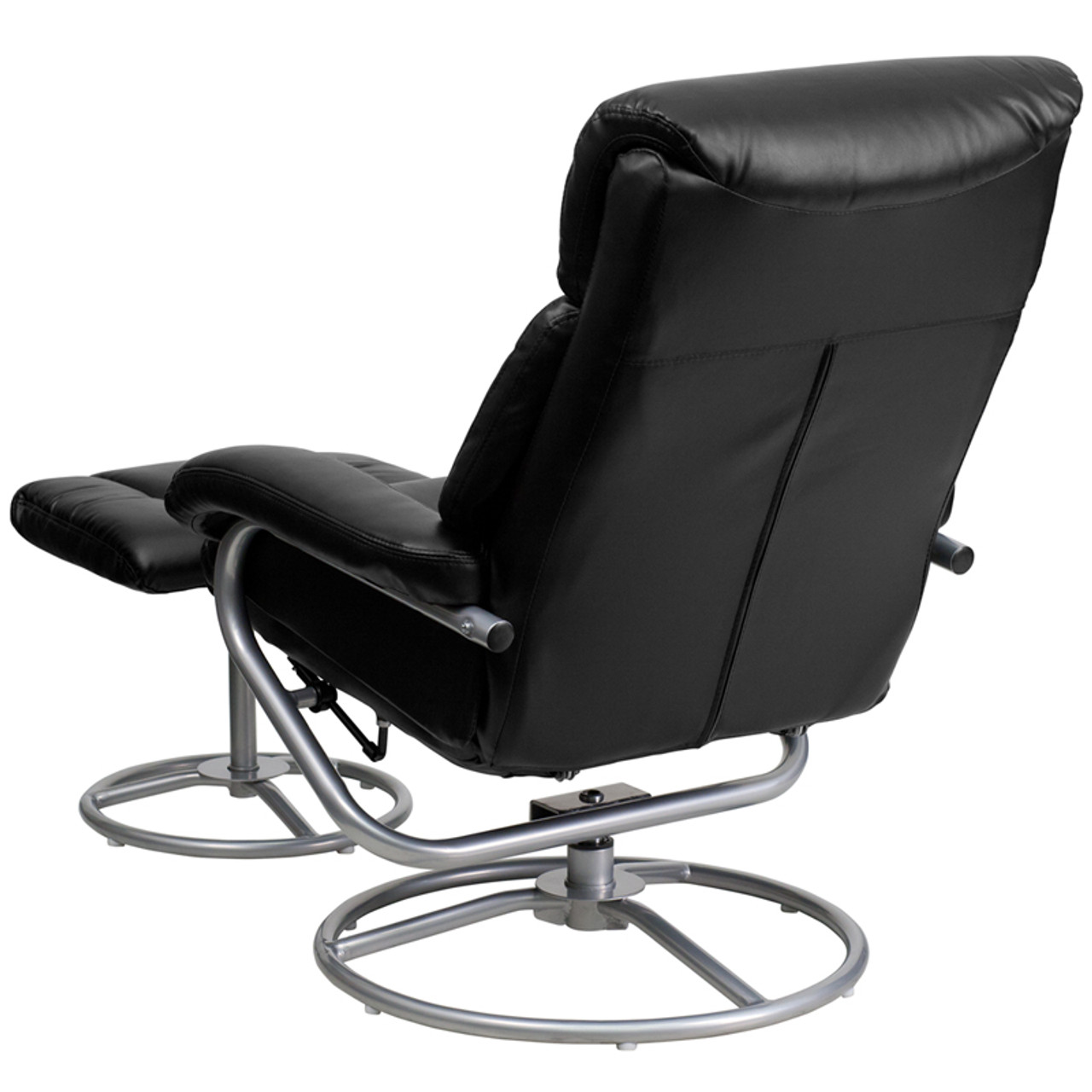 black leather recliner chair with footstool