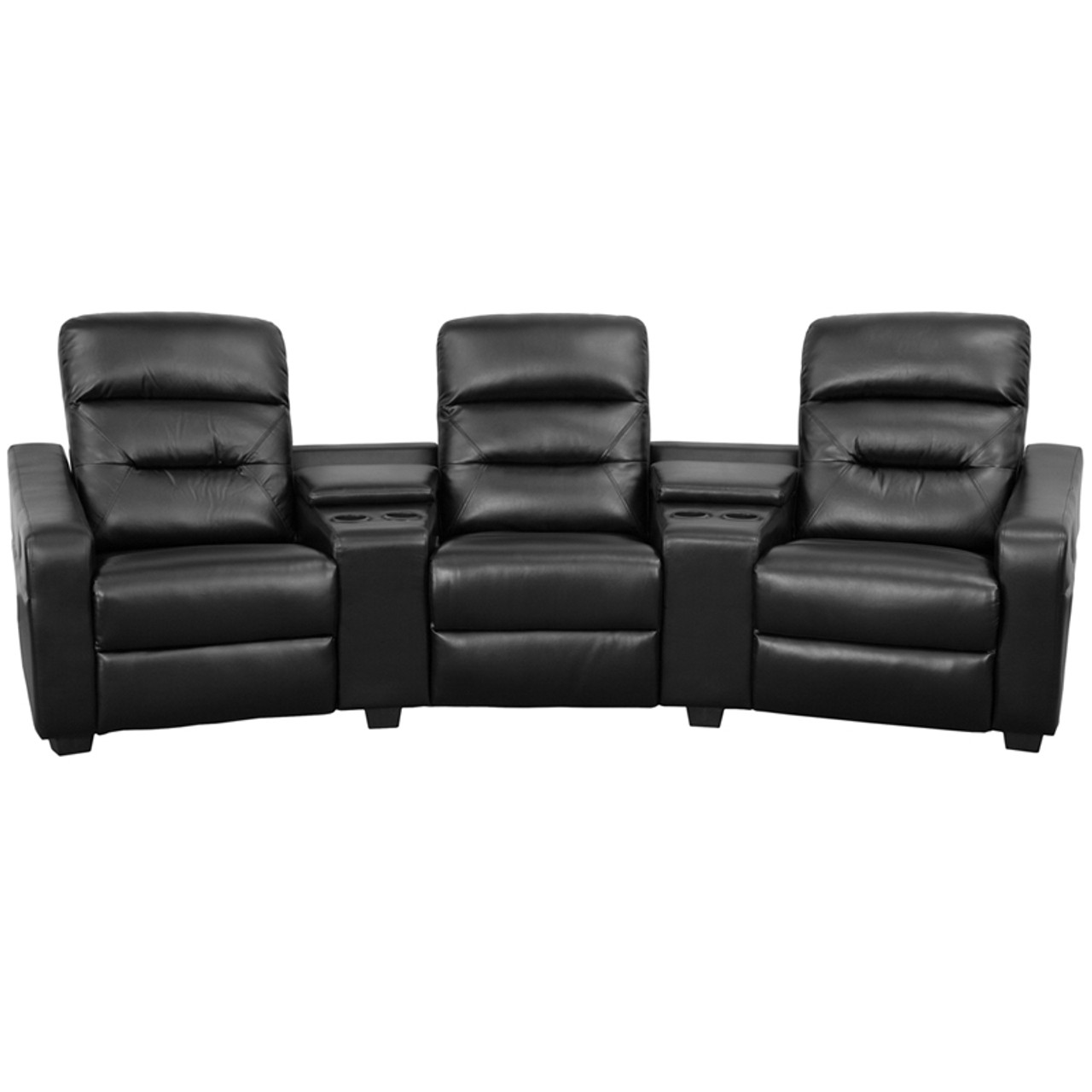 Futura Series 3 Seat Reclining Black Leather Theater Seating Unit