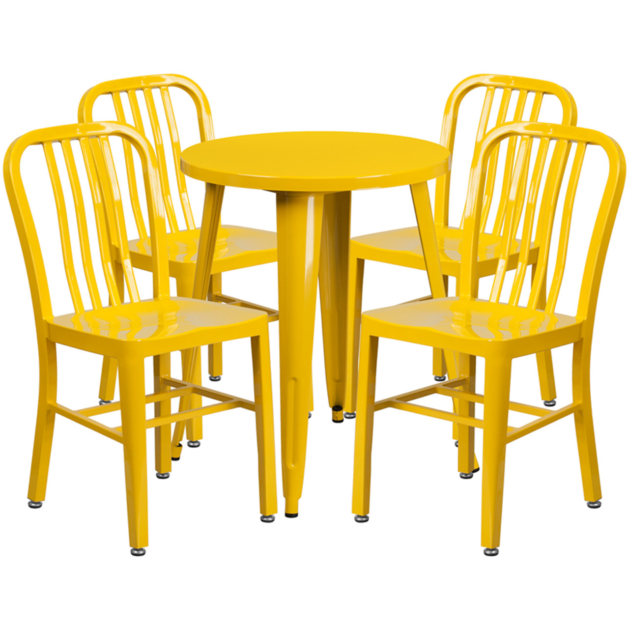 yellow metal chairs set of 4